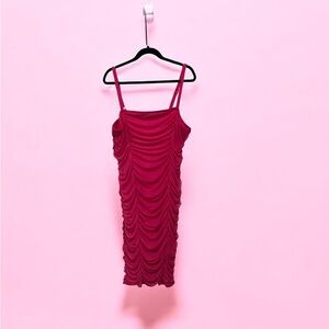 Torrid Fuchsia Ruched Midi Dress